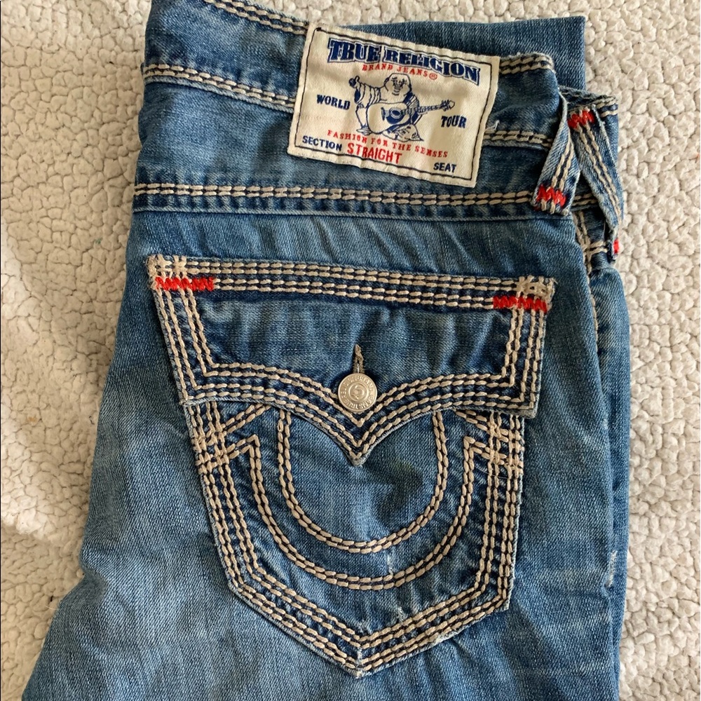 True Religion Size 32 Straight Rope Stitch Red